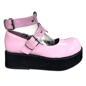 Demonia Women’s Sprite 2 Pink Platform Heart Mary Janes Size US 8